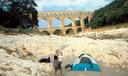 Camping by the Pont du Gard -- one of our better spots in all of Europe.